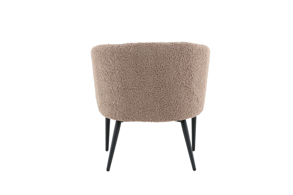 Fluffy fåtölj brun teddy med svarta ben