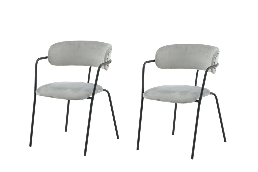 Arrow karmstol 2-pack grå sammet med svarta ben