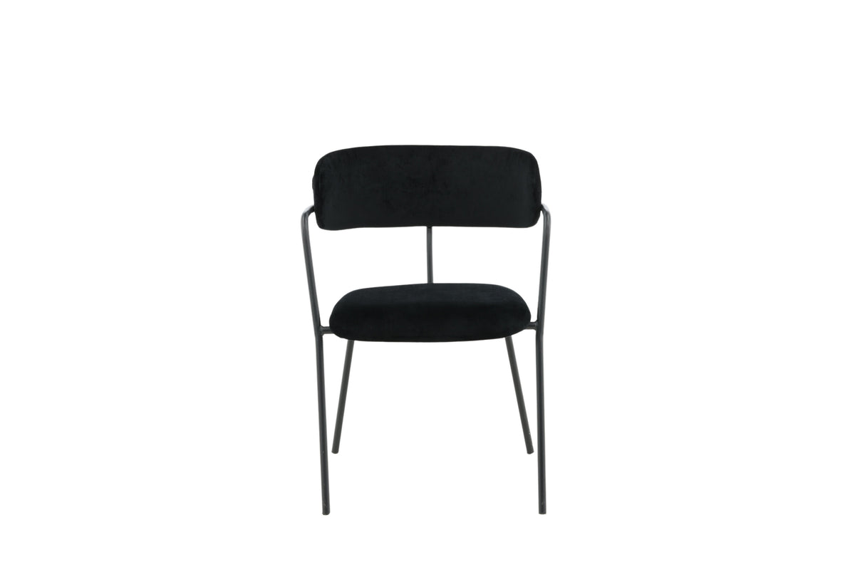 Arrow karmstol 2-pack svart sammet med svarta ben