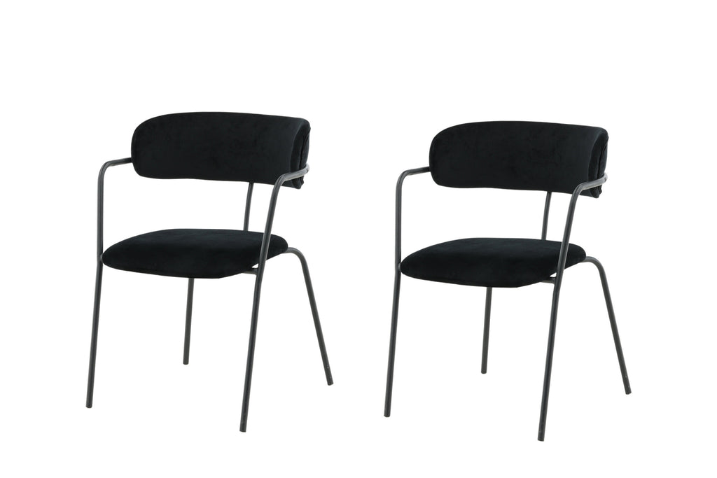 Arrow karmstol 2-pack svart sammet med svarta ben