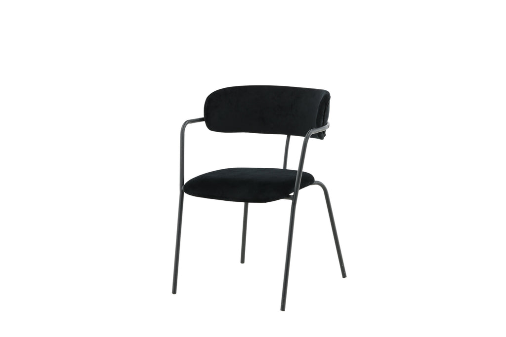 Arrow karmstol 2-pack svart sammet med svarta ben