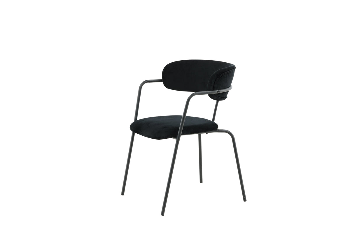 Arrow karmstol 2-pack svart sammet med svarta ben