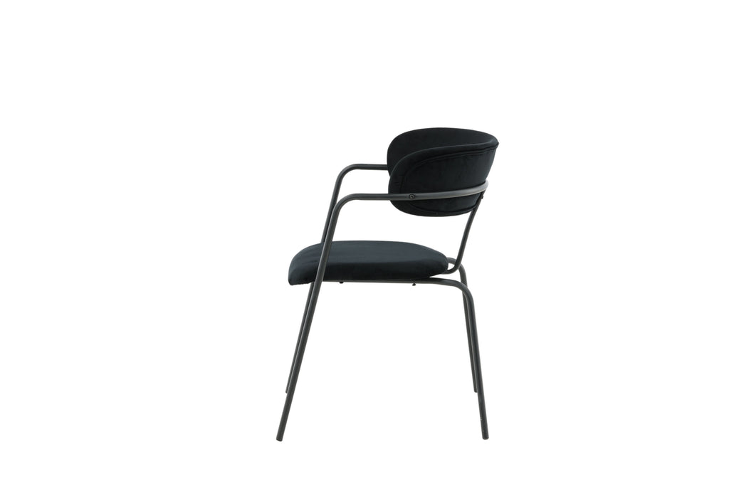 Arrow karmstol 2-pack svart sammet med svarta ben
