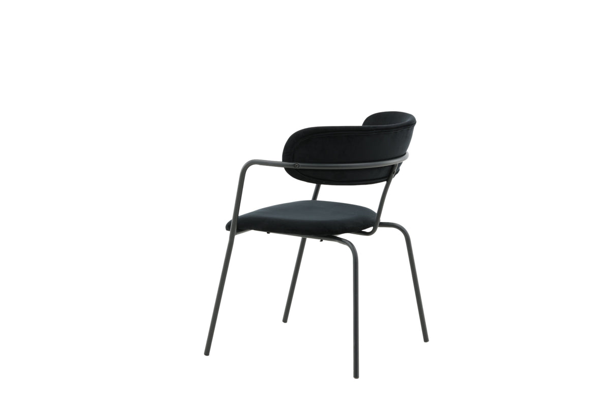 Arrow karmstol 2-pack svart sammet med svarta ben