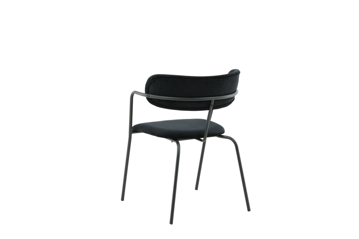 Arrow karmstol 2-pack svart sammet med svarta ben