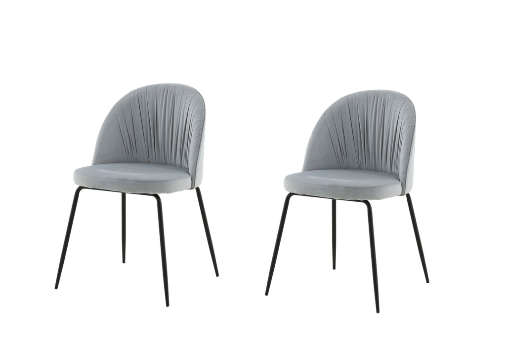 Wrinkles matstol 2-pack grå sammet med svarta ben