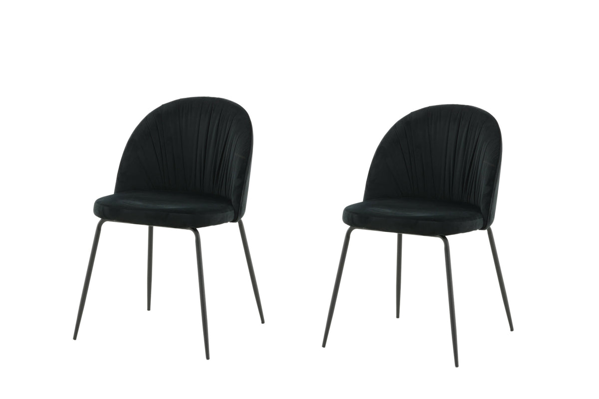 Wrinkles matstol 2-pack svart sammet med svarta ben