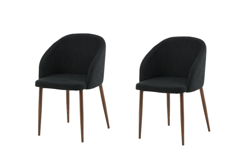 Arch matstol 2-pack svart tyg med valnötsfärgade ben