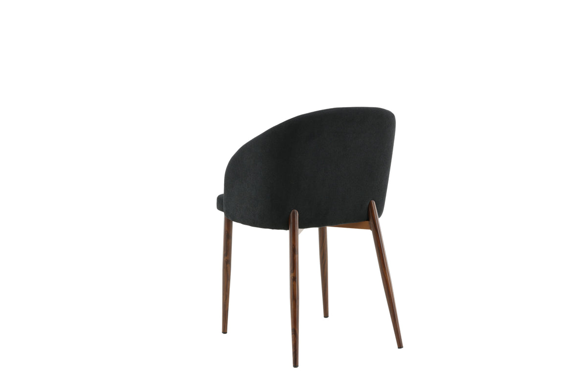 Arch matstol 2-pack svart tyg med valnötsfärgade ben