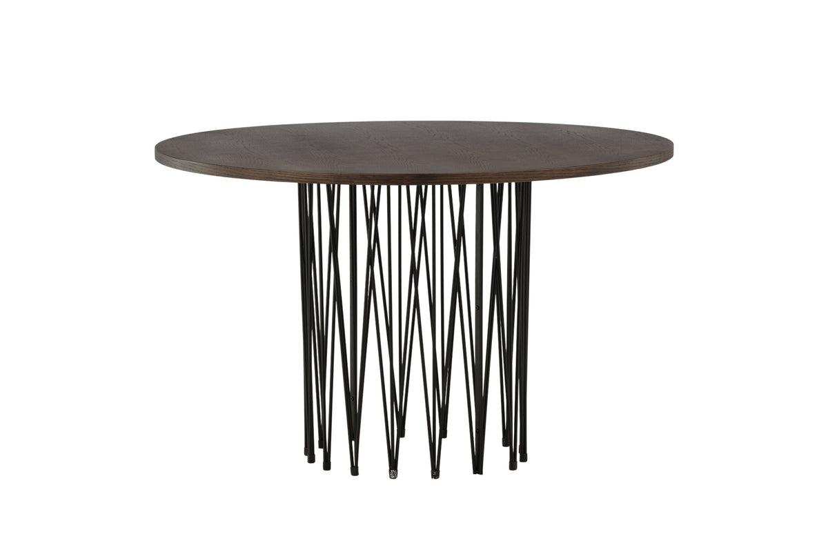 Stone runt matbord svart med mockabrun faner