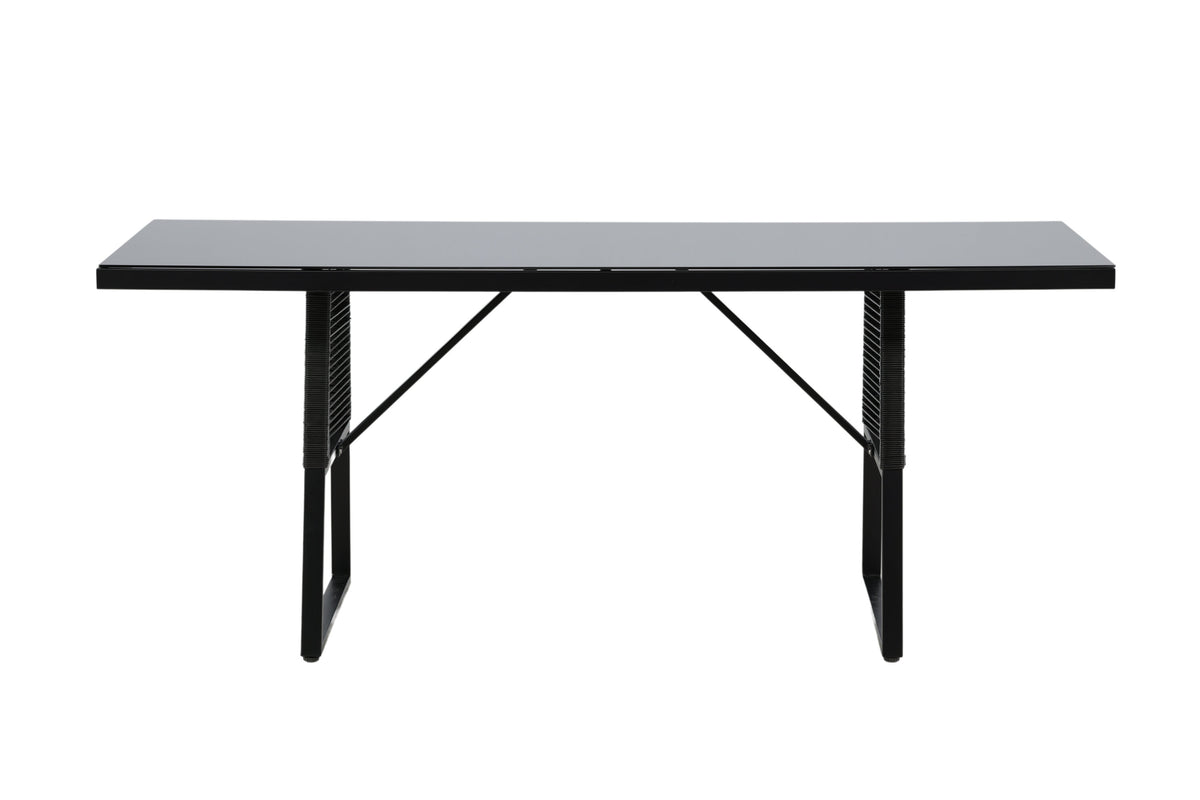Dallas rektangulärt matbord svart glas och stål