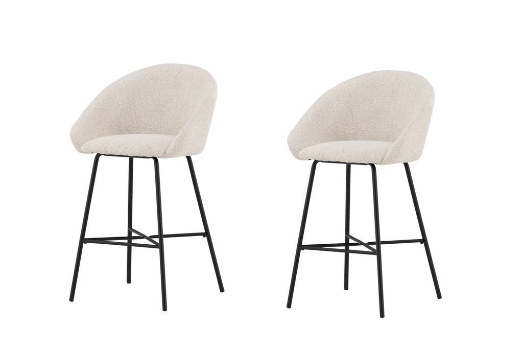 Velvet barstol svart/vit teddyväv, 2-pack