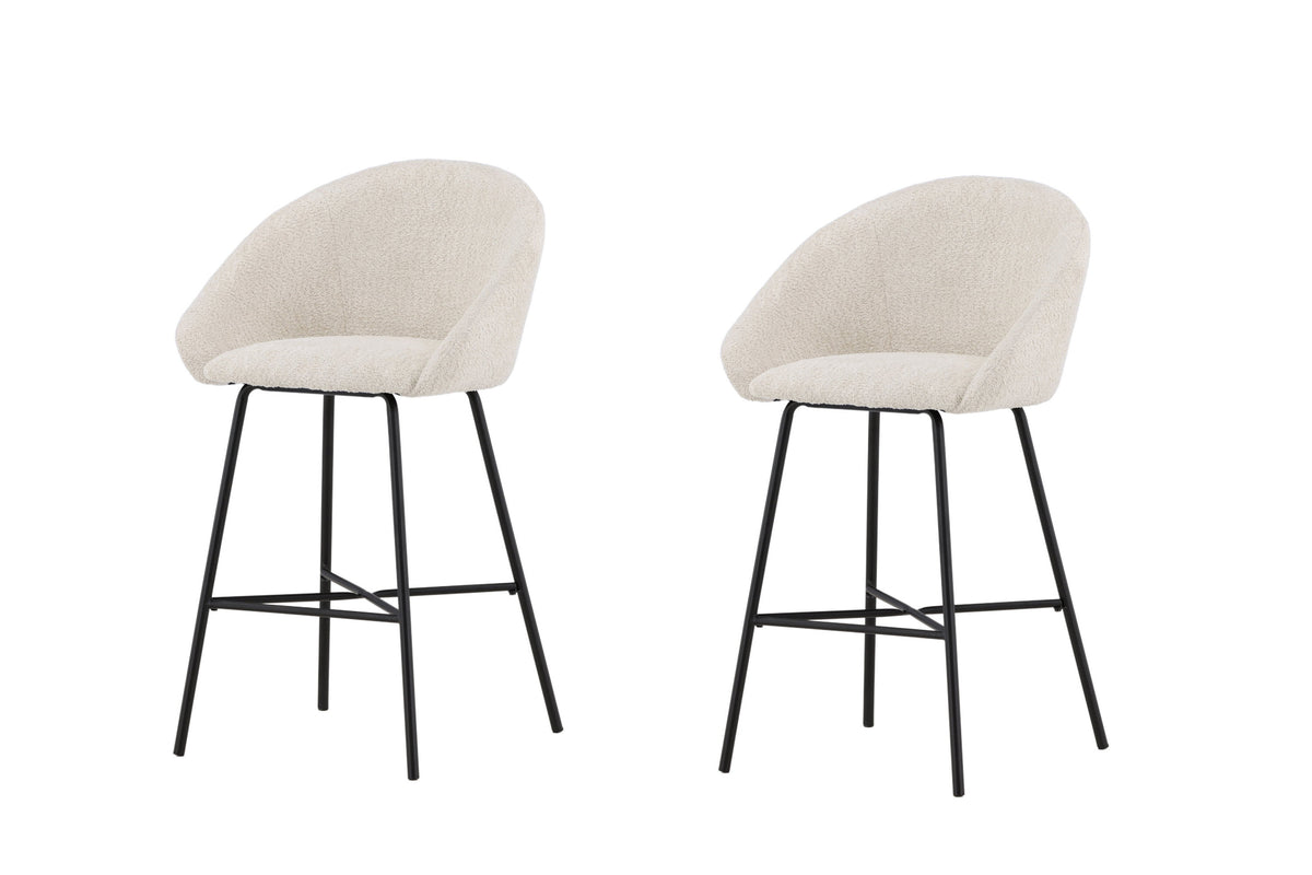 Velvet barstol svart/vit teddyväv, 2-pack