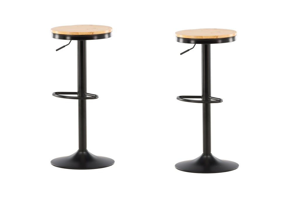 Conway barstol 2-pack svart med ekmönstrad MDF