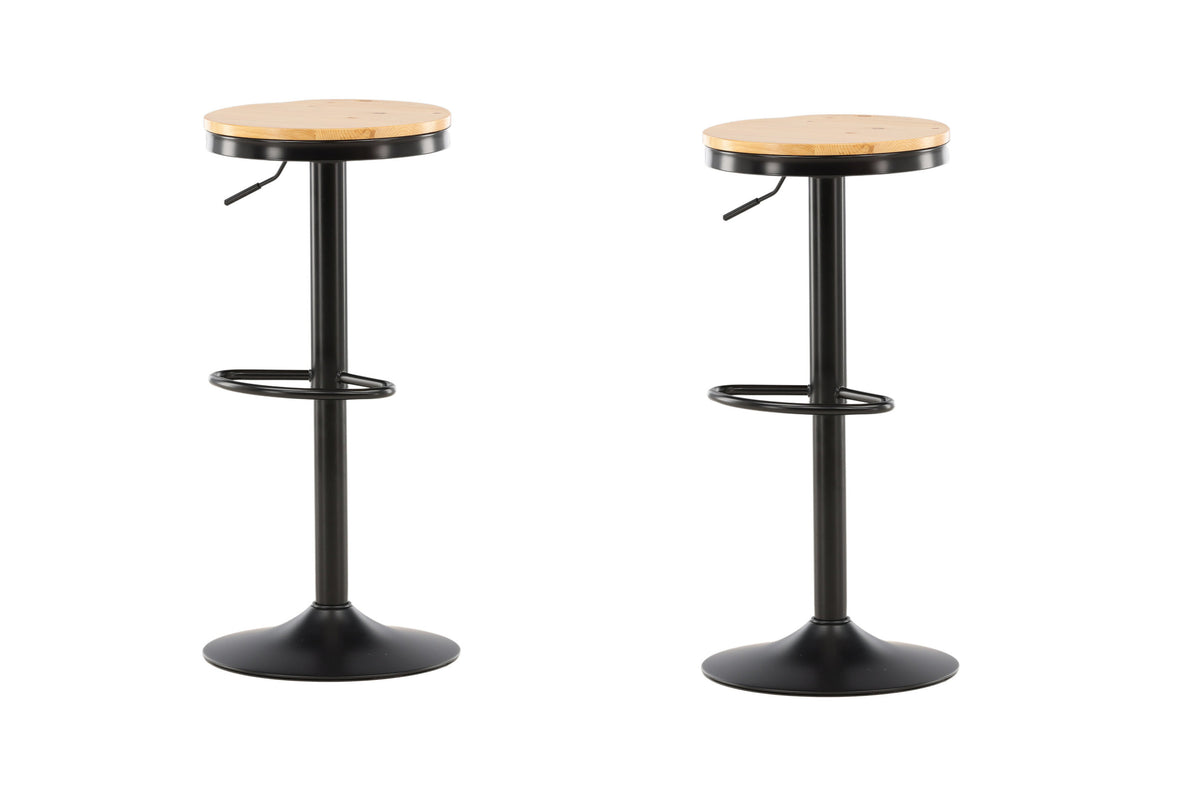Conway barstol 2-pack svart med ekmönstrad MDF