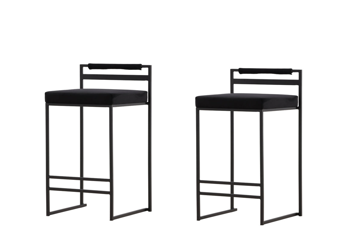 Opelika barstol 2-pack svart sammet