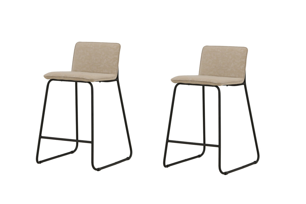 Bisbee barstol 2-pack svart med beige mikrofiber