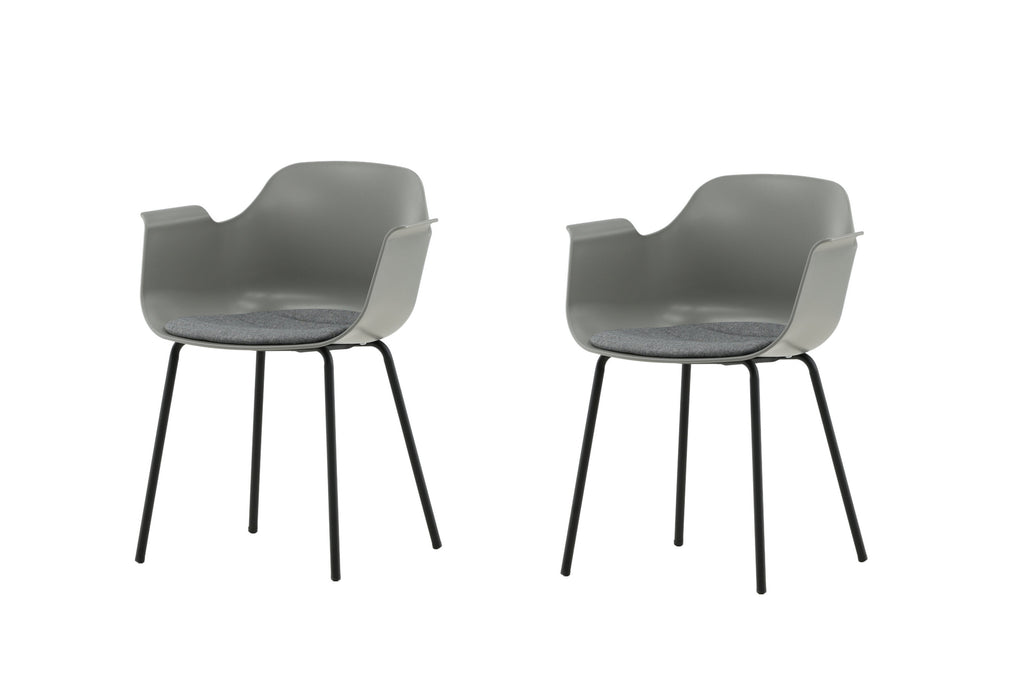 Comfort matstol 2-pack grå plast med svarta ben