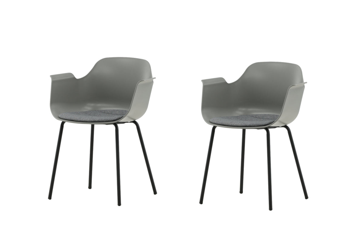 Comfort matstol 2-pack grå plast med svarta ben