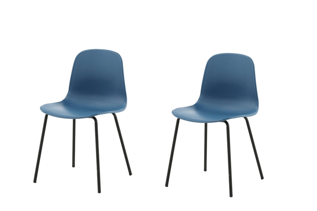 Arctic matstol 2-pack blå plast med svarta ben