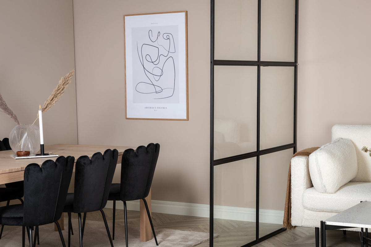 Leif industrivägg 150x210 cm svart glas och stål