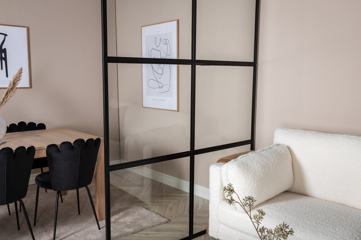 Leif industrivägg 150x210 cm svart glas och stål