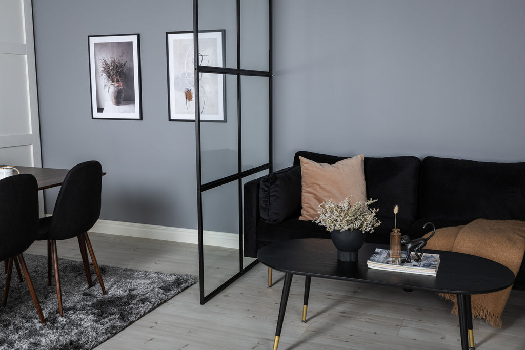 Leif industrivägg 120x210 cm svart glas och stål