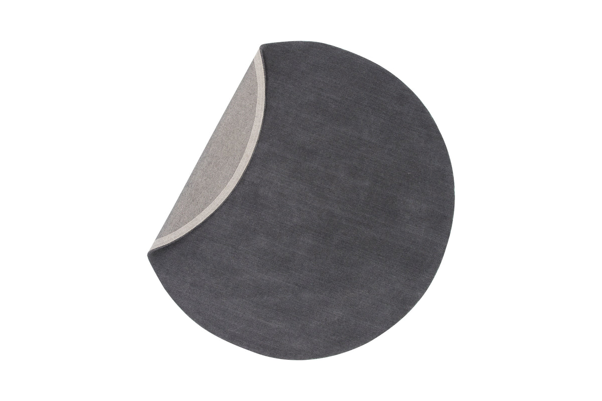 Ulla rund matta Ø200 cm mörkgrå ull/polyester