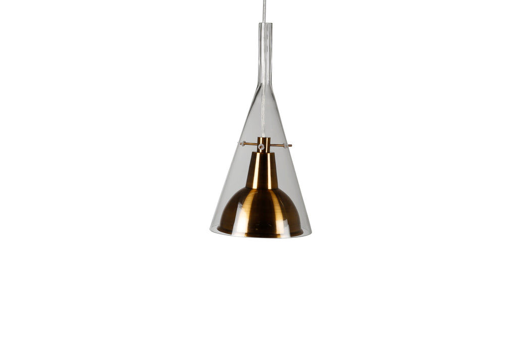 Sirius taklampa Ø25 cm, höjd 40 cm, klarglas och guldfärgad metall