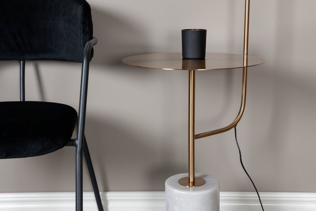 Vega bordslampa Ø40 cm höjd 152 cm vit marmor med mässingsfärgad metall