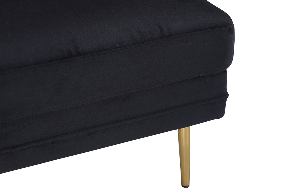 Boom sittpuff svart sammet med mässingsfärgat underrede