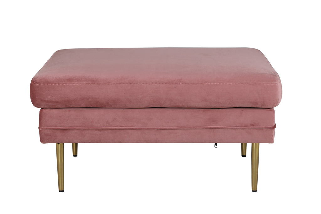 Boom sittpuff rosa sammet med mässingsfärgat underrede
