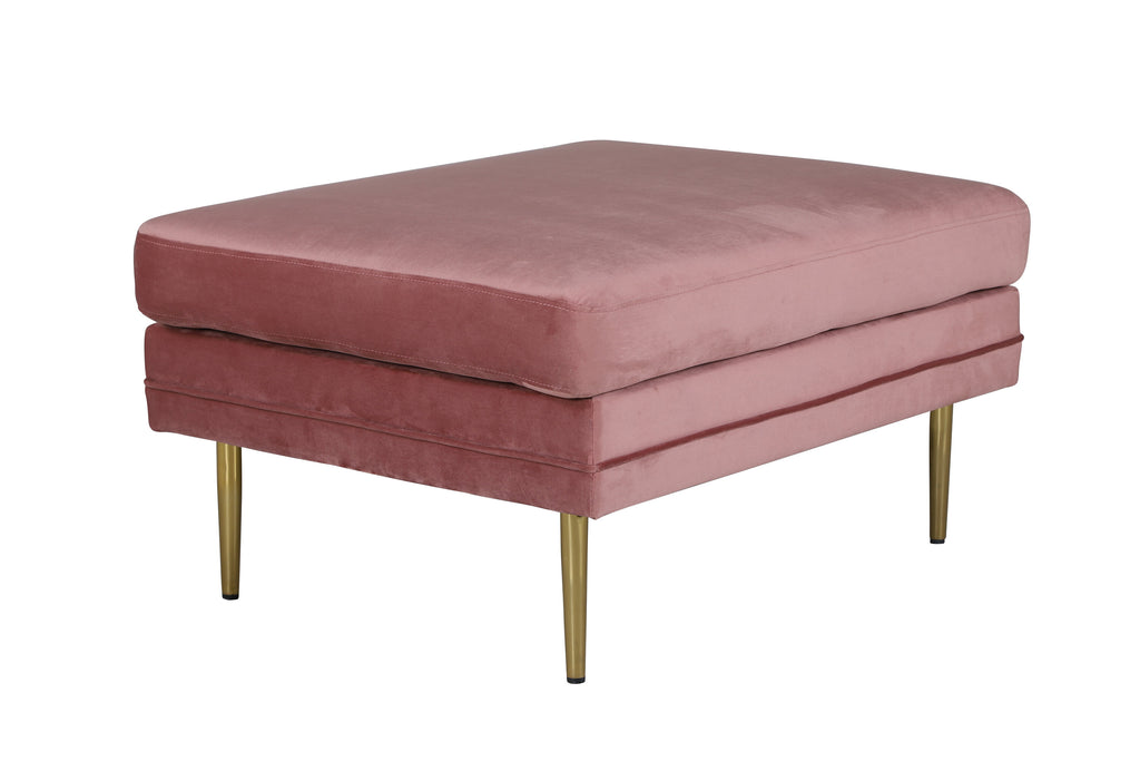 Boom sittpuff rosa sammet med mässingsfärgat underrede