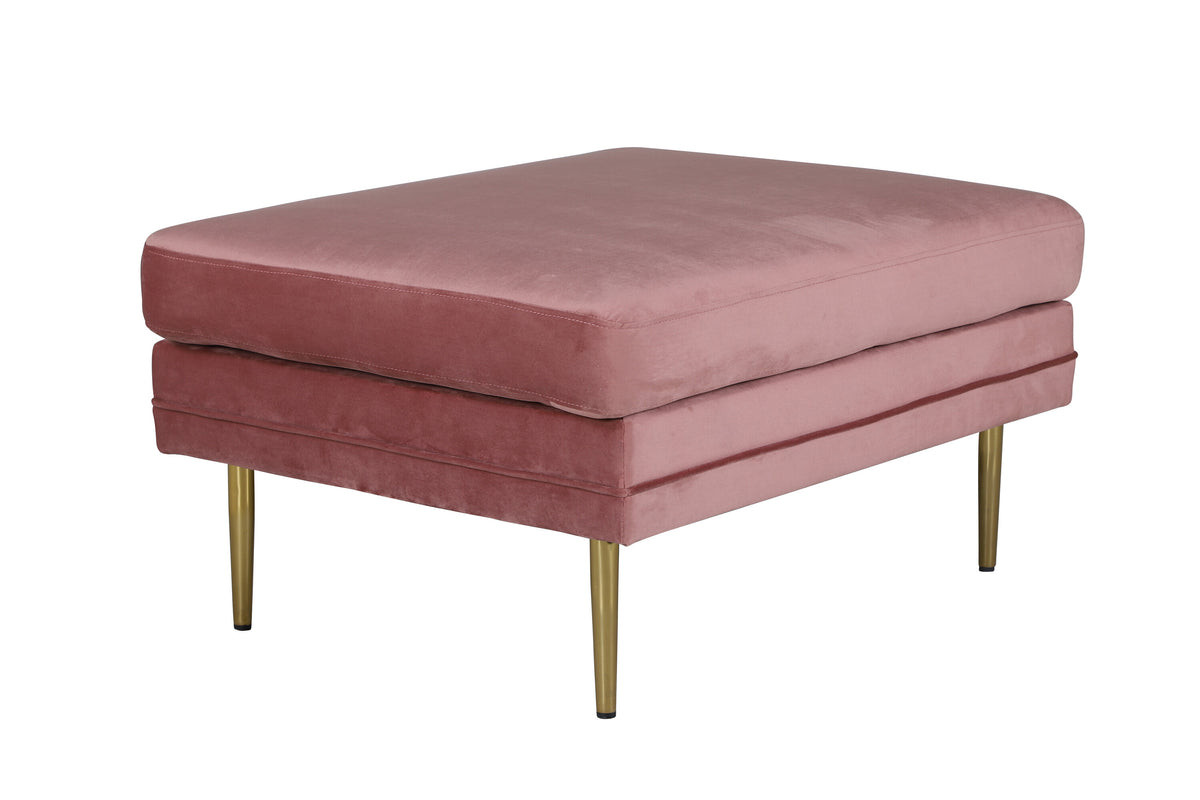 Boom sittpuff rosa sammet med mässingsfärgat underrede