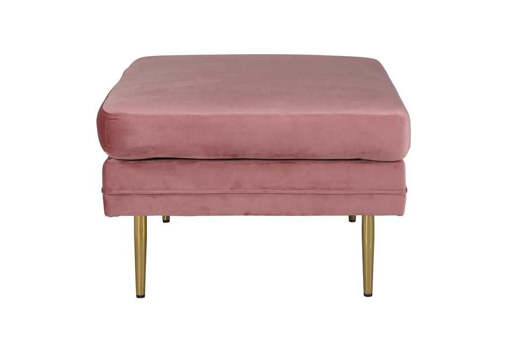 Boom sittpuff rosa sammet med mässingsfärgat underrede