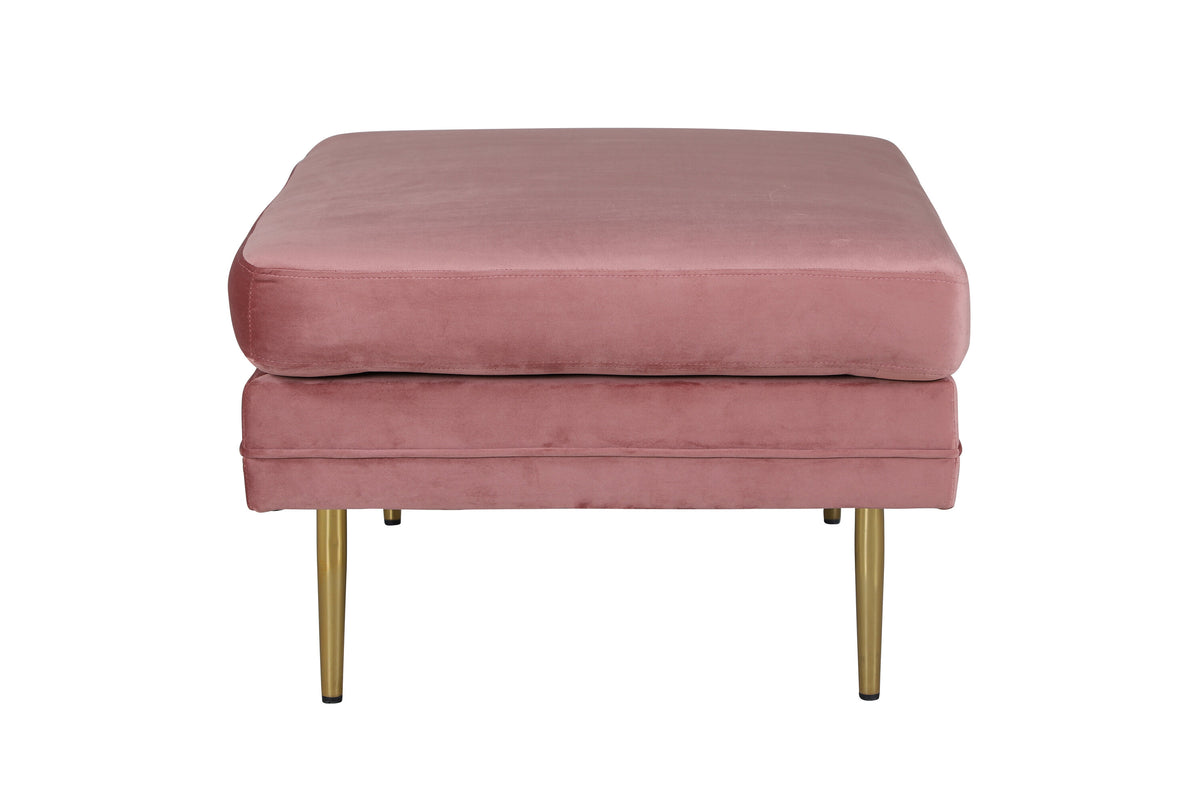 Boom sittpuff rosa sammet med mässingsfärgat underrede