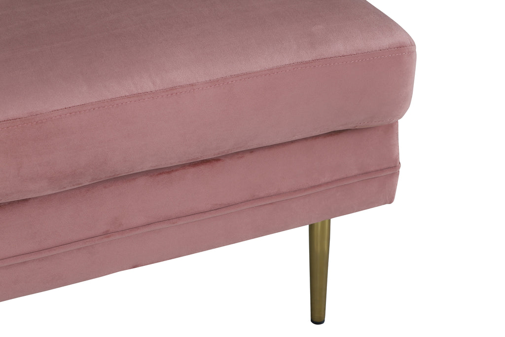 Boom sittpuff rosa sammet med mässingsfärgat underrede