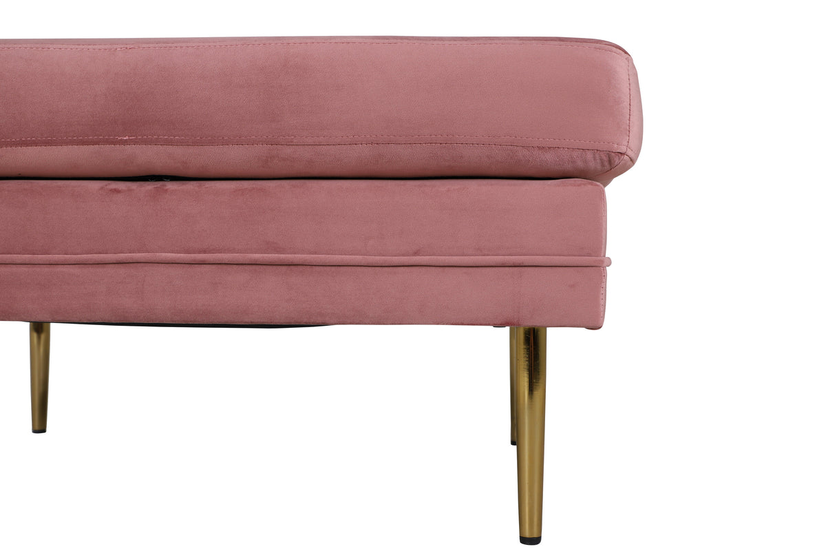 Boom sittpuff rosa sammet med mässingsfärgat underrede