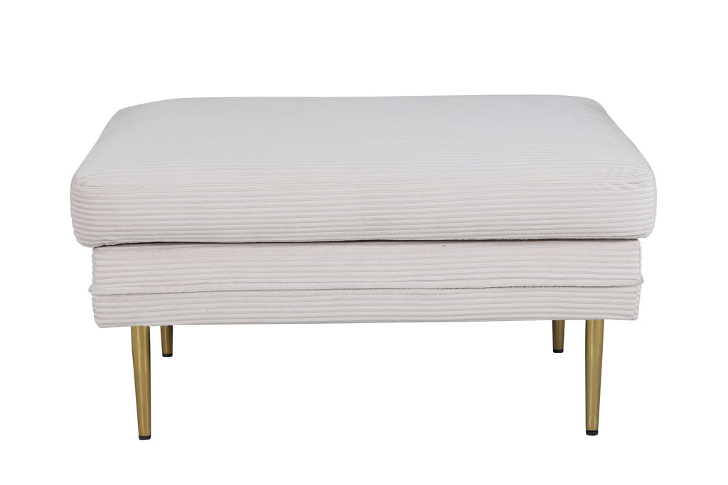 Boom fotpall beige manchester med mässingsfärgat underrede