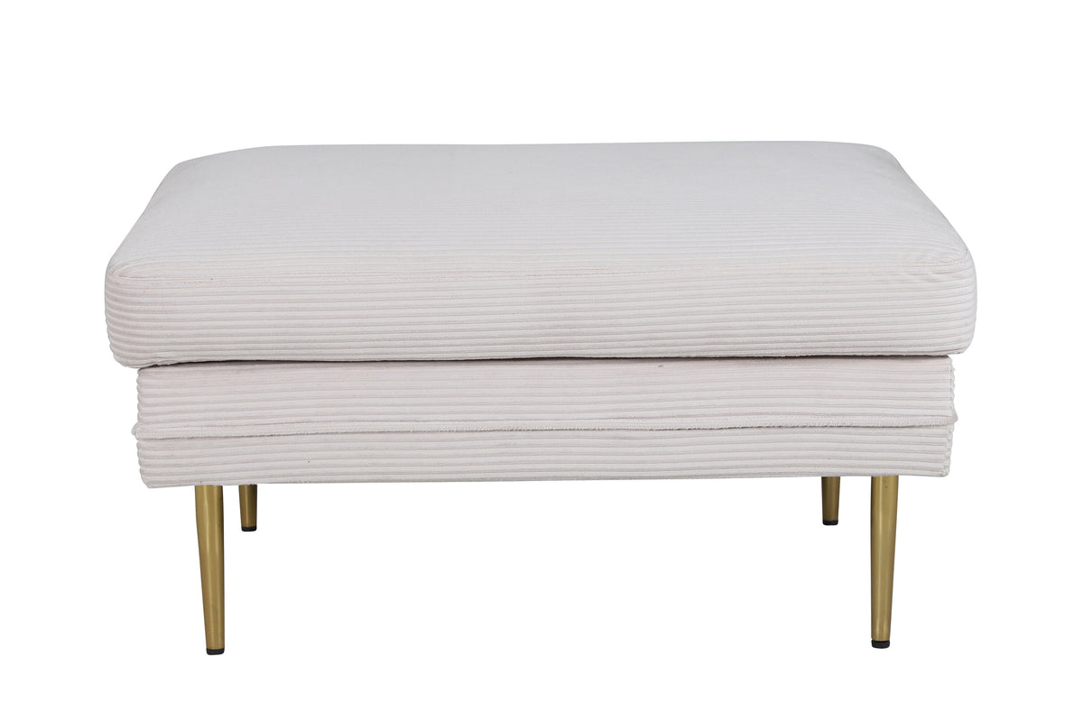 Boom fotpall beige manchester med mässingsfärgat underrede