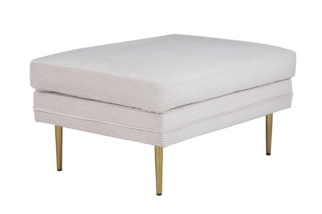 Boom fotpall beige manchester med mässingsfärgat underrede