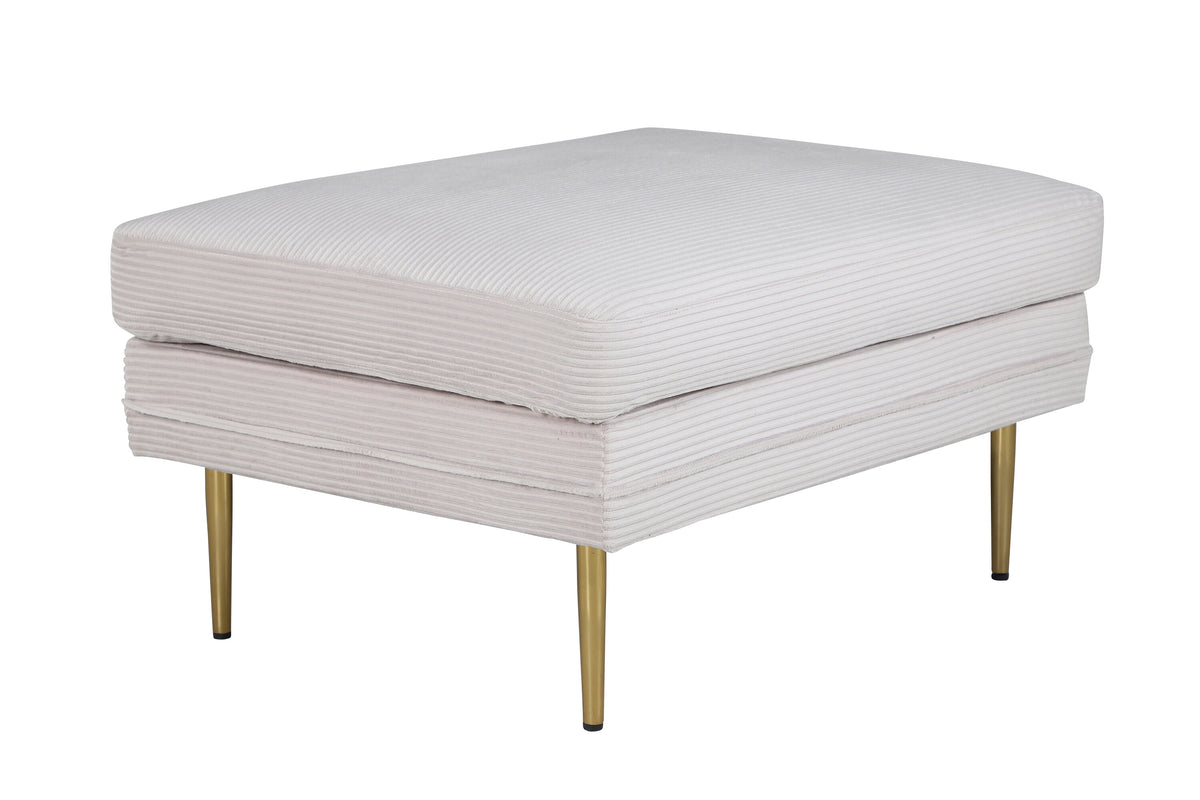 Boom fotpall beige manchester med mässingsfärgat underrede