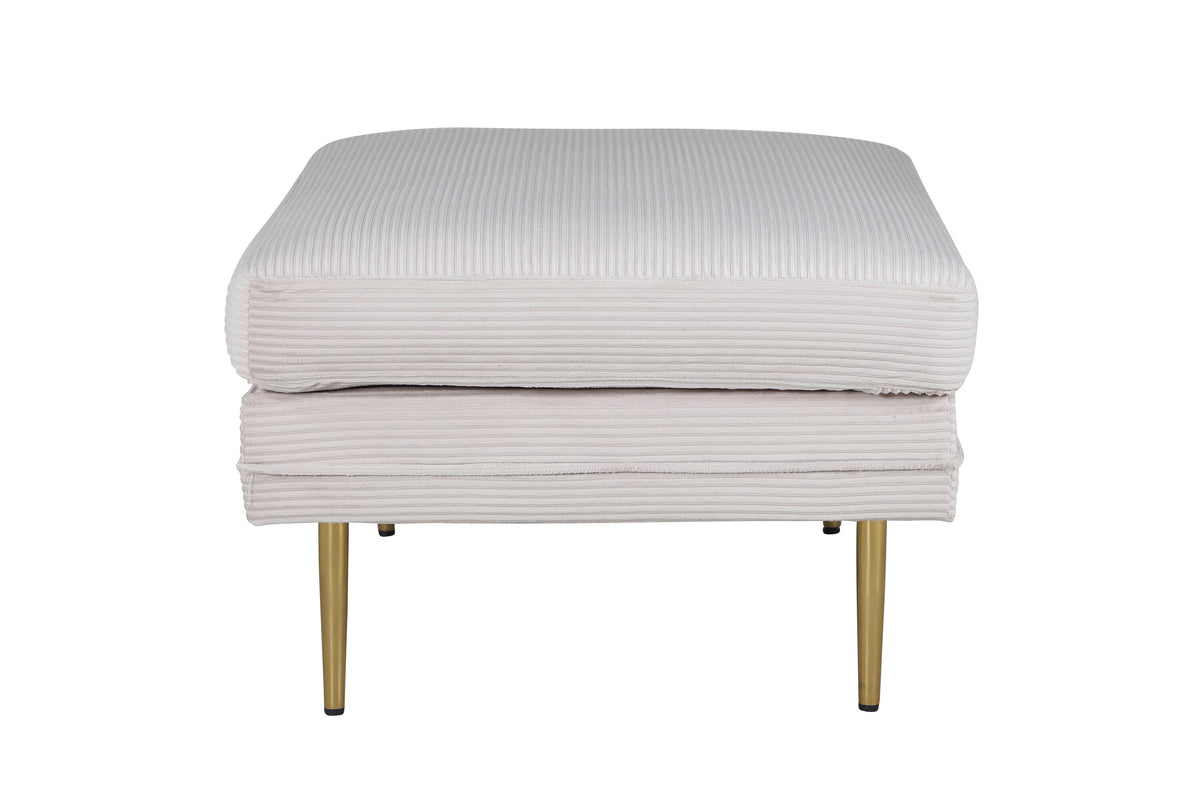 Boom fotpall beige manchester med mässingsfärgat underrede