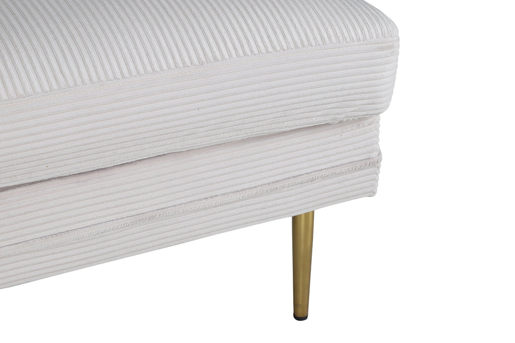 Boom fotpall beige manchester med mässingsfärgat underrede