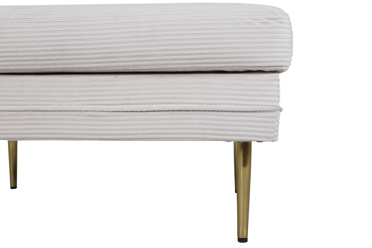 Boom fotpall beige manchester med mässingsfärgat underrede