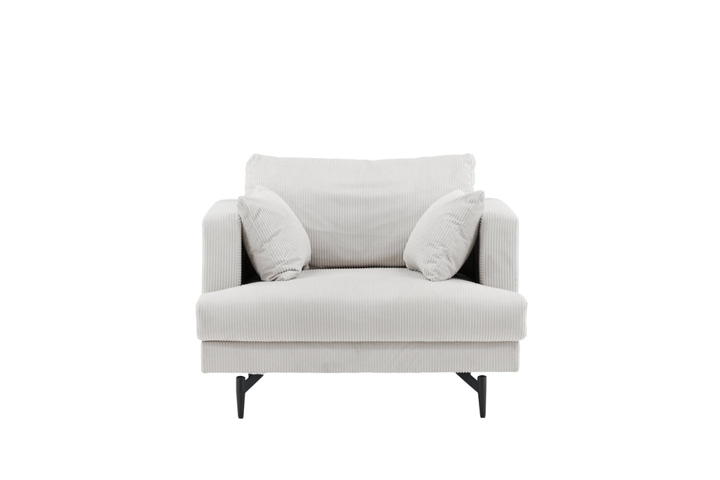 Sofia fåtölj beige manchester och svart stål
