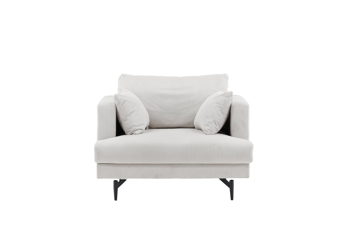 Sofia fåtölj beige manchester och svart stål
