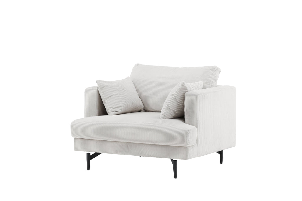 Sofia fåtölj beige manchester och svart stål