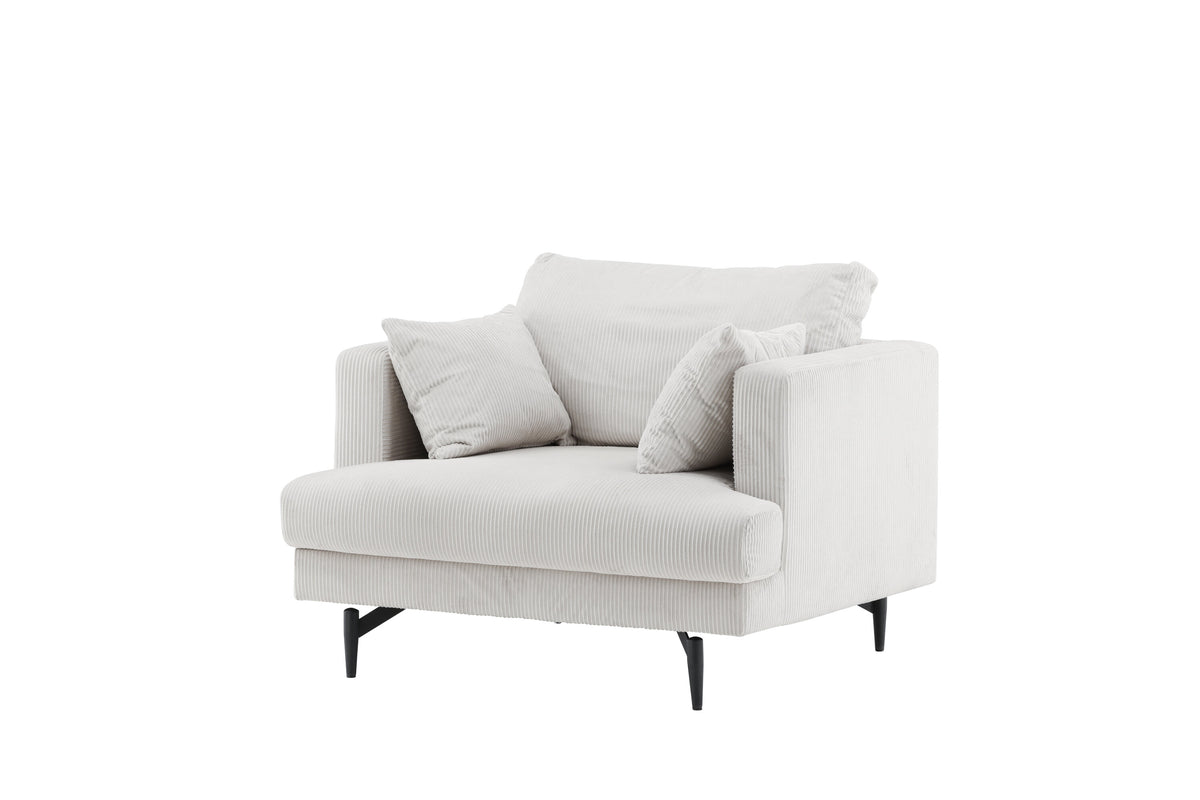 Sofia fåtölj beige manchester och svart stål