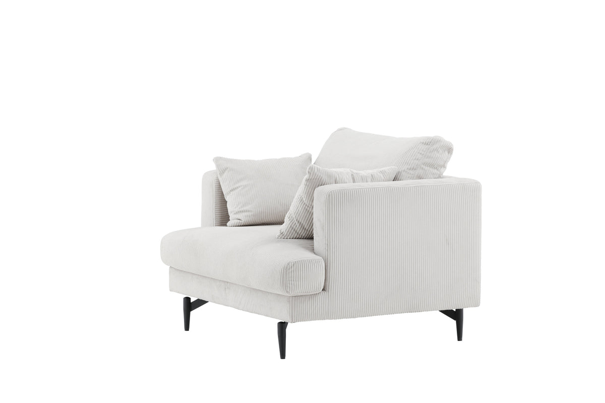 Sofia fåtölj beige manchester och svart stål